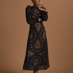 Farm Rio Anthropologie Black Lace Midi Dress-Brand New!